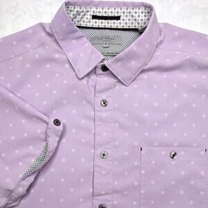 Ted Baker London Short Sleeve Button Down Shirt  Men's XL (Size 5) Purple Floral